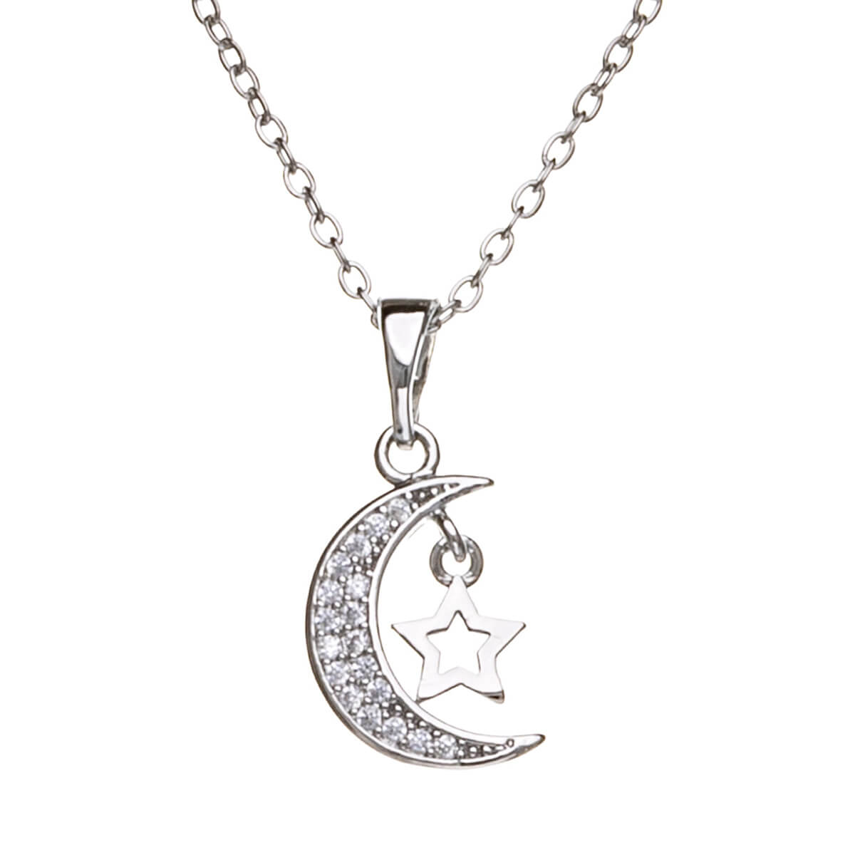 Moon stars pendant necklace 38cm (Steel 316L)