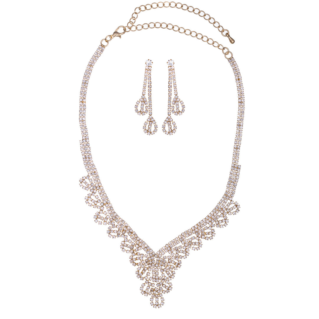 Lacy rhinestone festive necklace + earrings