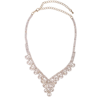 Lacy rhinestone festive necklace + earrings