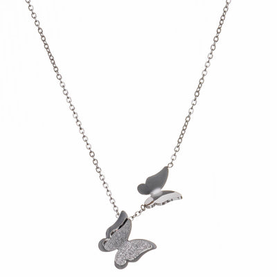 Butterfly pendant necklace 43cm +5cm (steel 316L)