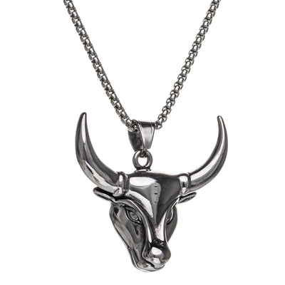 Bull pendant necklace 60cm (Steel 316L)