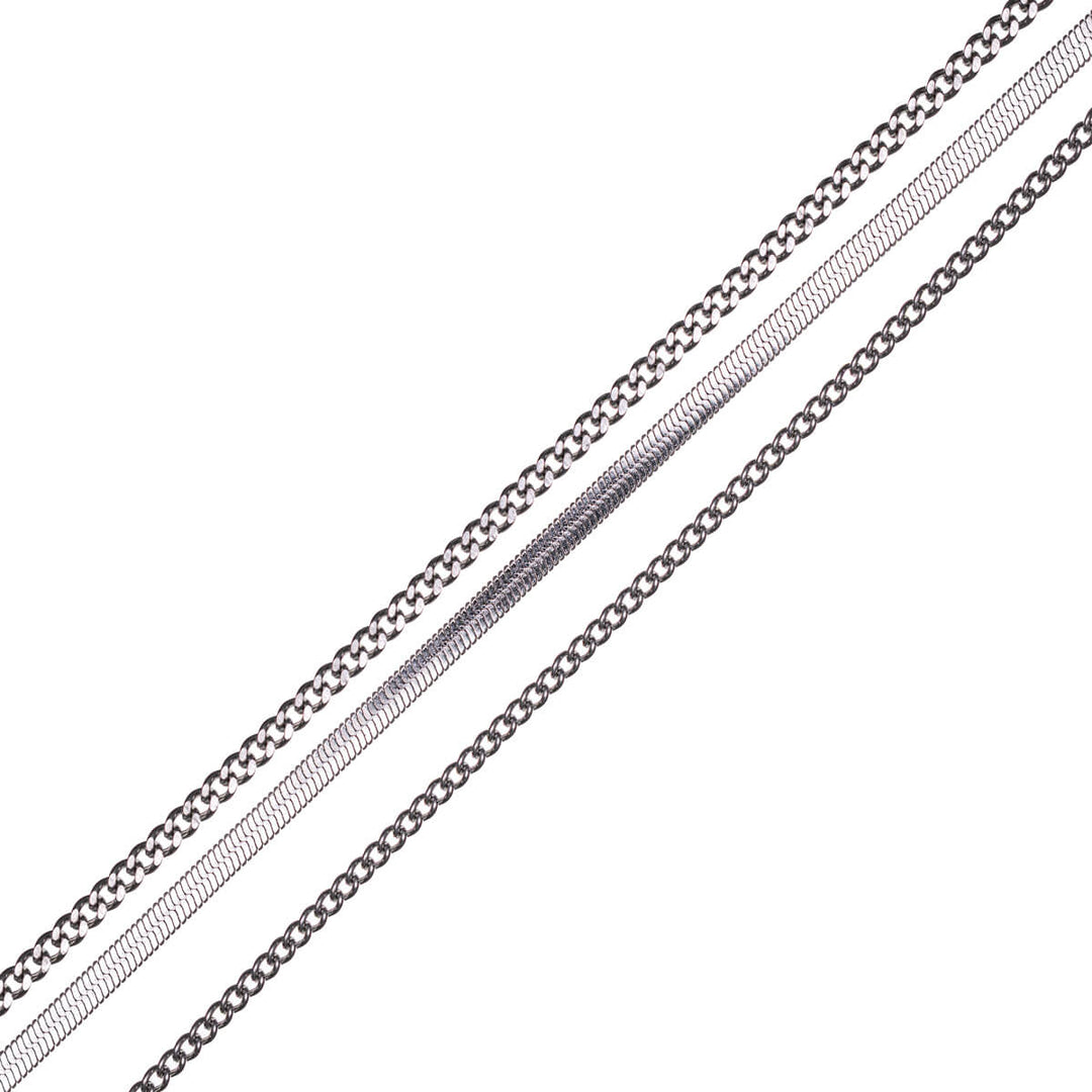 Kolmen ketjun kaulakoru 39-44cm +5cm (Teräs 316L)