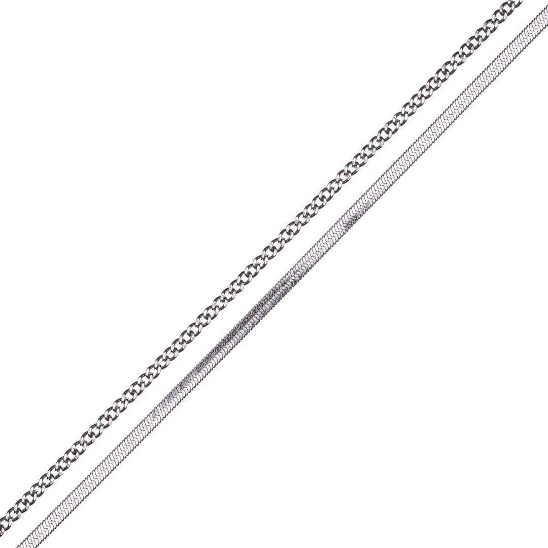 Två kedjehalsband 40-47cm +5cm (Stål 316L)