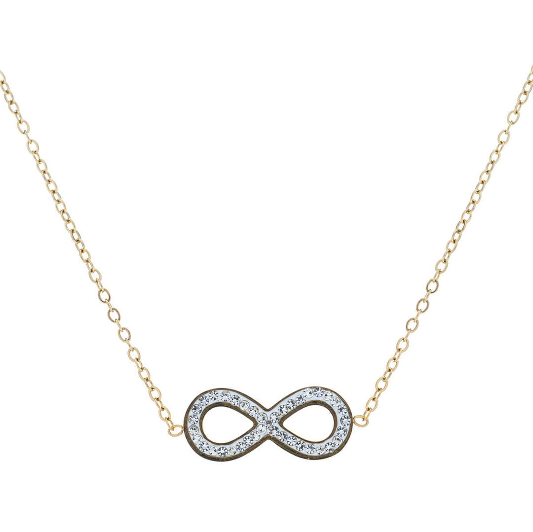 Stone infinity pendant necklace 42cm +5cm (Steel 316L)