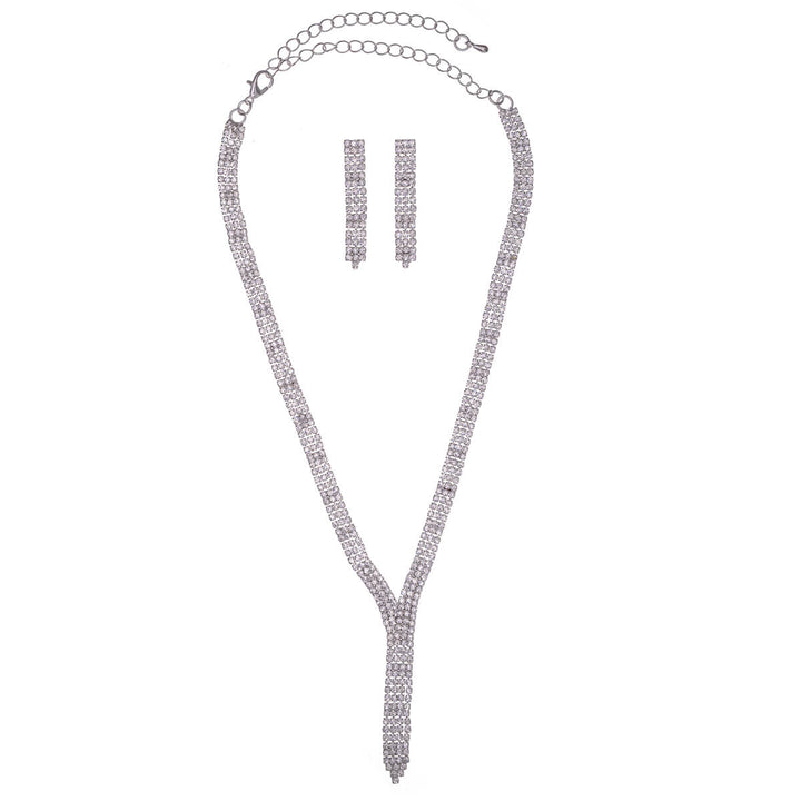 Kivellinen y-muotoinen juhlakaulakoru + korvakorut