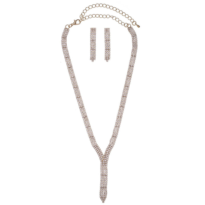 Kivellinen y-muotoinen juhlakaulakoru + korvakorut