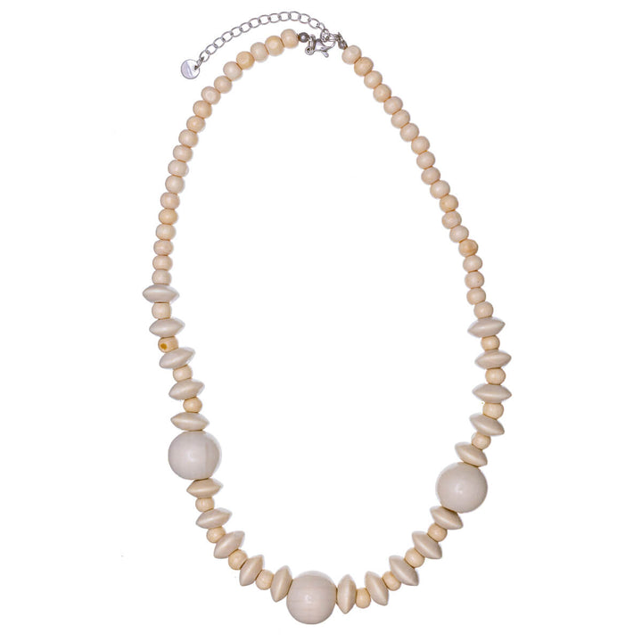 Puuhelmi kaulakoru 43cm (Teräs 316L)