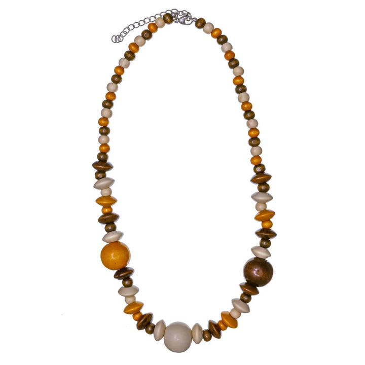 Puuhelmi kaulakoru 43cm (Teräs 316L)