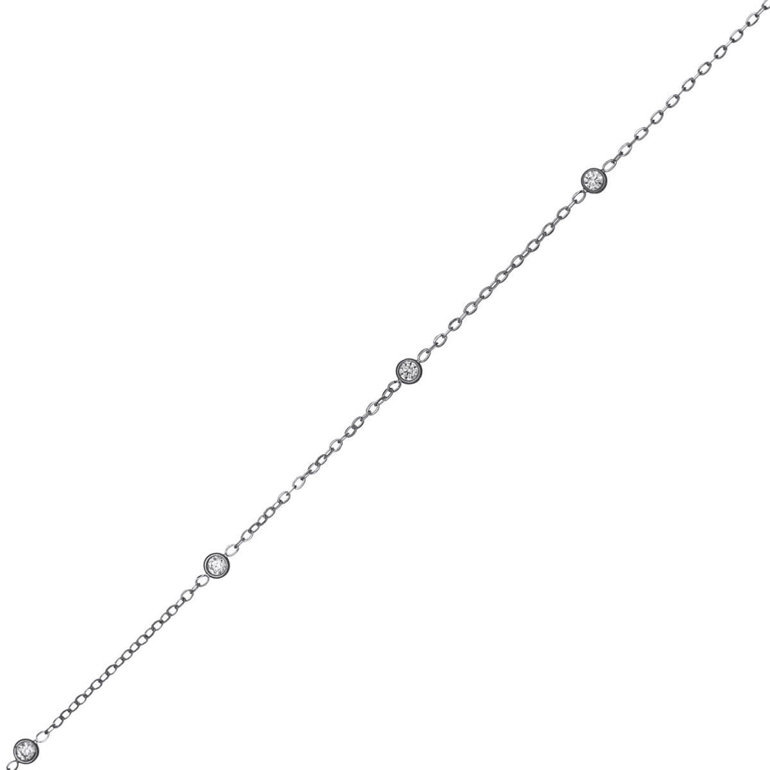 Steel thin necklace with zirconia stones 40cm +5cm (Steel 316L)