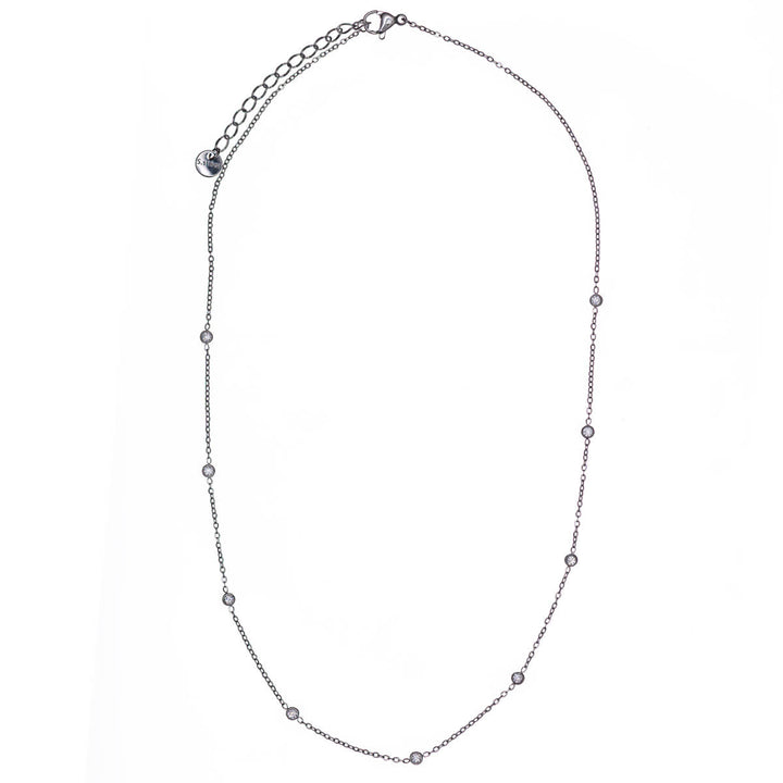 Steel thin necklace with zirconia stones 40cm +5cm (Steel 316L)