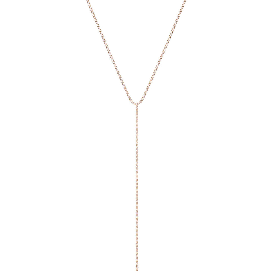 Y-format halsband med strasstenar 36cm +8cm (Stål 316L)