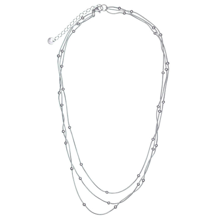 Steel 3-row necklace with beads 40cm +5cm (Steel 316L)