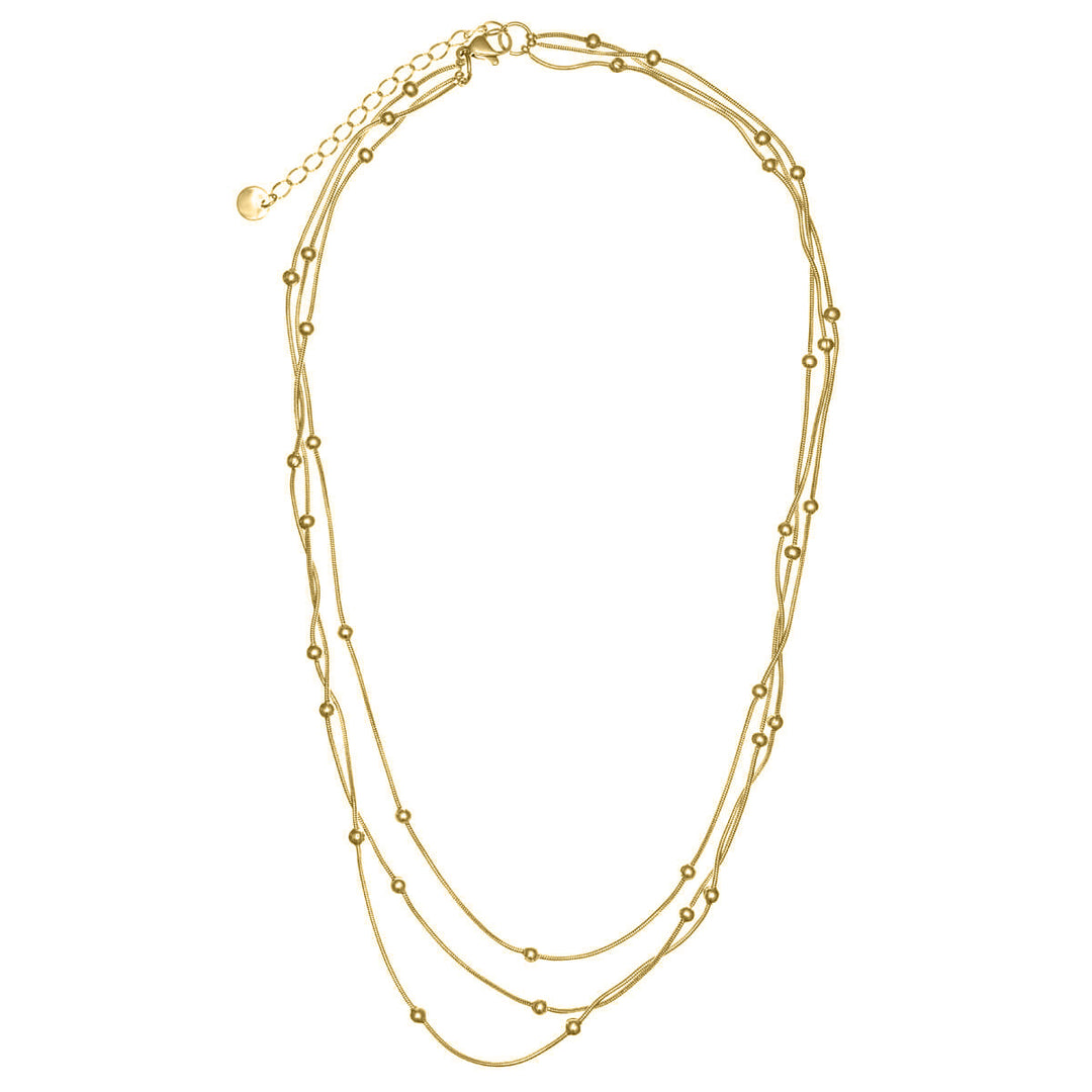Steel 3-row necklace with beads 40cm +5cm (Steel 316L)