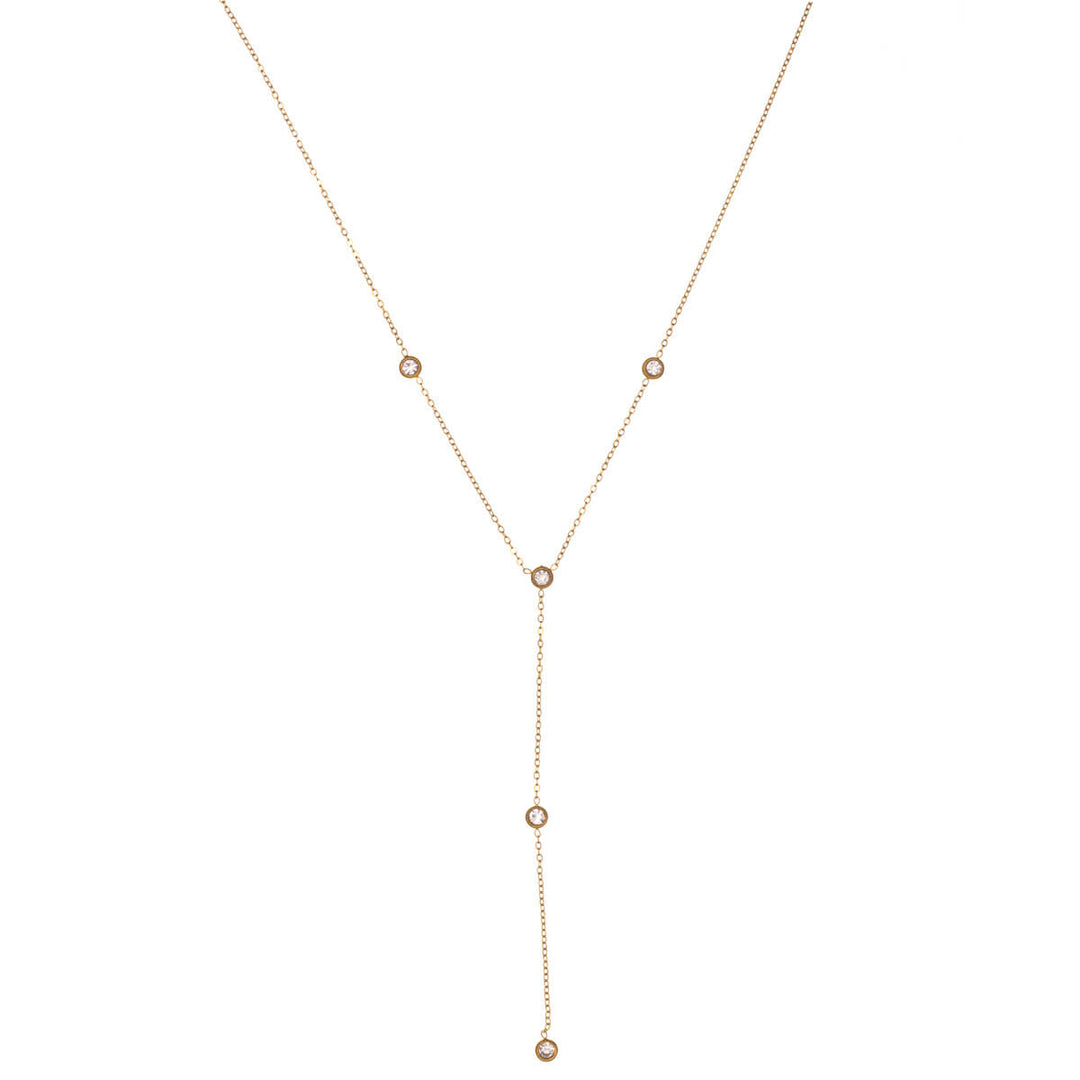 Justerbart Y-format halsband med zirkoniastenar (Stål 316L)