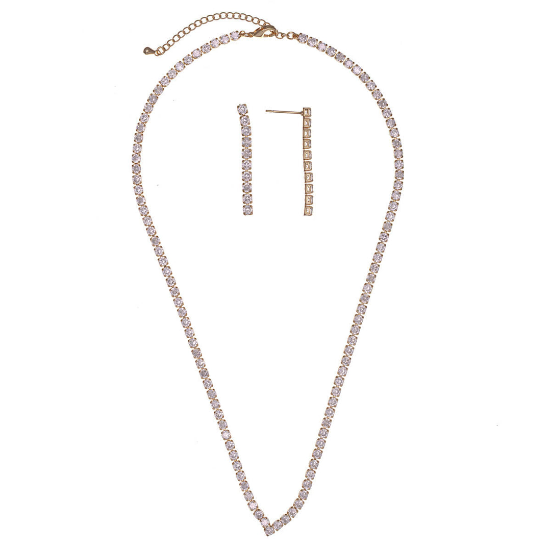 Zirkonia partyhalsband riviera & örhängen