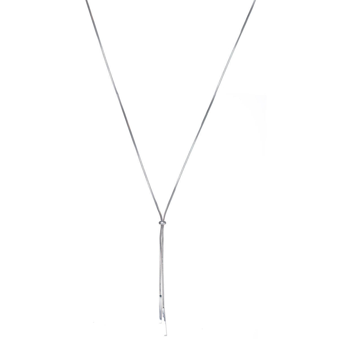 Säädettävä Y-kaulakoru litteällä helmellä 92cm (Teräs 316L)