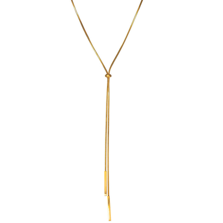 Säädettävä Y-kaulakoru litteällä helmellä 92cm (Teräs 316L)