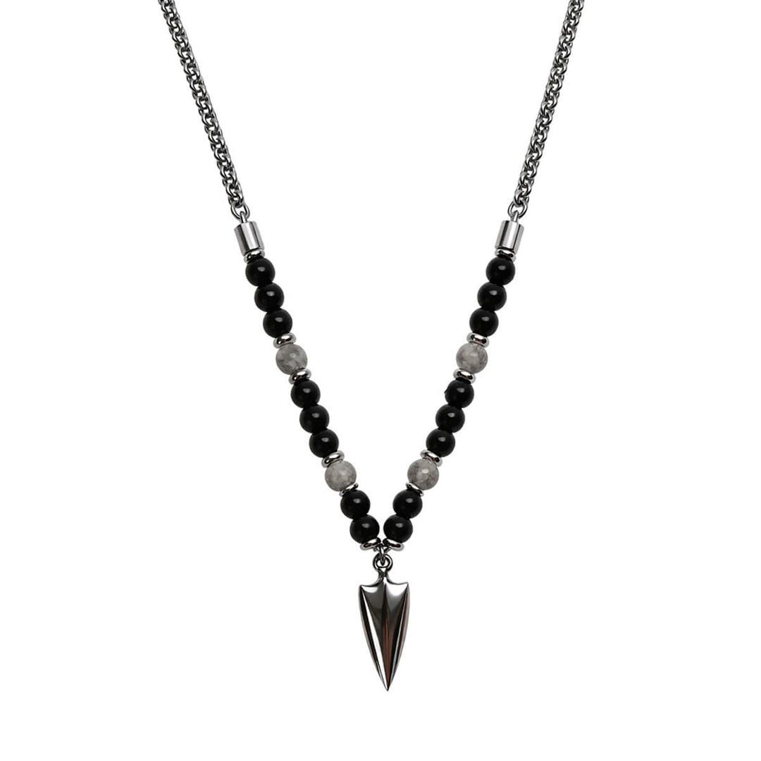 Men's necklace with arrow pendant – stone & steel (316L)