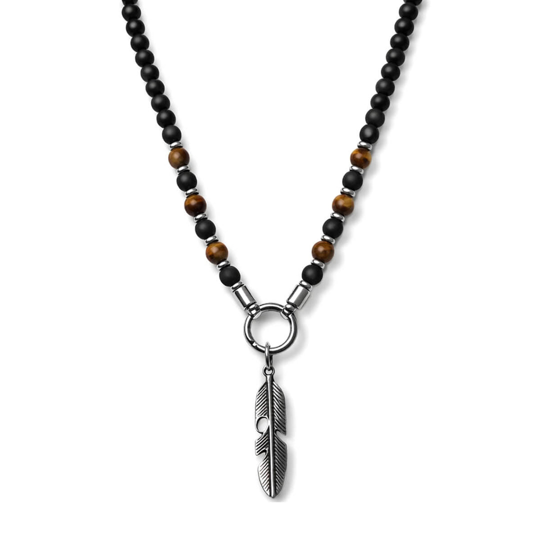 Men's necklace with clasp – stone & steel (316L)