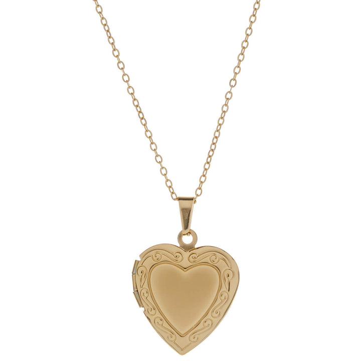 Kuvioitu sydän medaljonki riipus kaulakoru - kirurginteräs (316L)