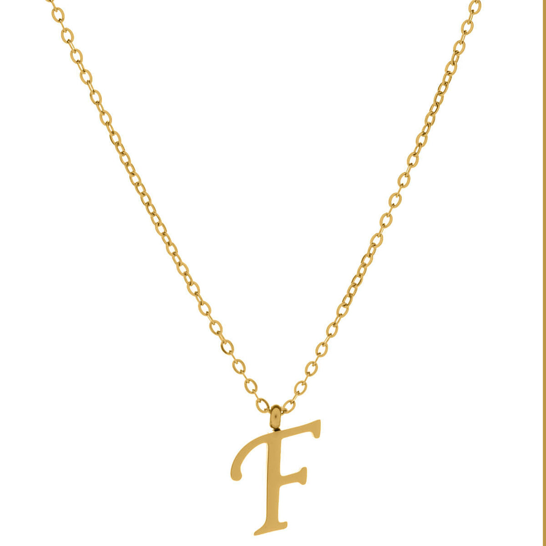 Kultainen kirjainkaulakoru kaunokirjain – 18k kirurginteräs (316L)