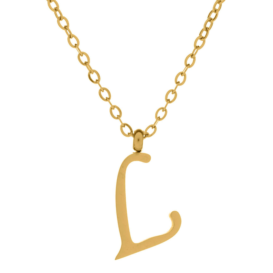 Kultainen kirjainkaulakoru kaunokirjain – 18k kirurginteräs (316L)