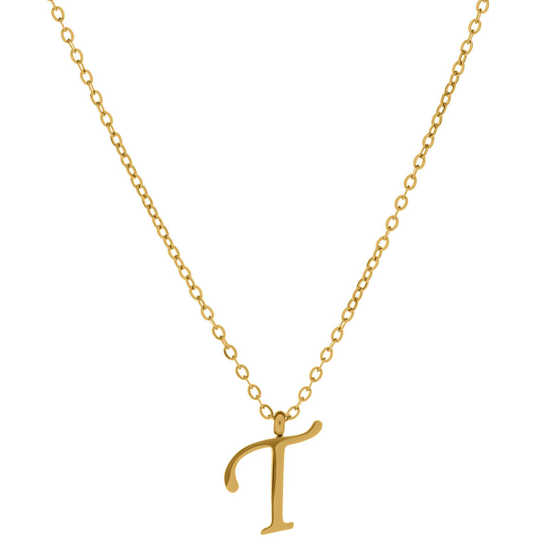 Kultainen kirjainkaulakoru kaunokirjain – 18k kirurginteräs (316L)