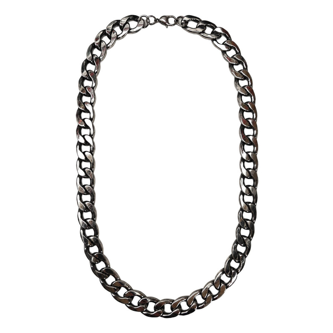 Tjock pansarkedja, platt flätad halskedja, 1,4 cm, 55 cm (stål 316L)