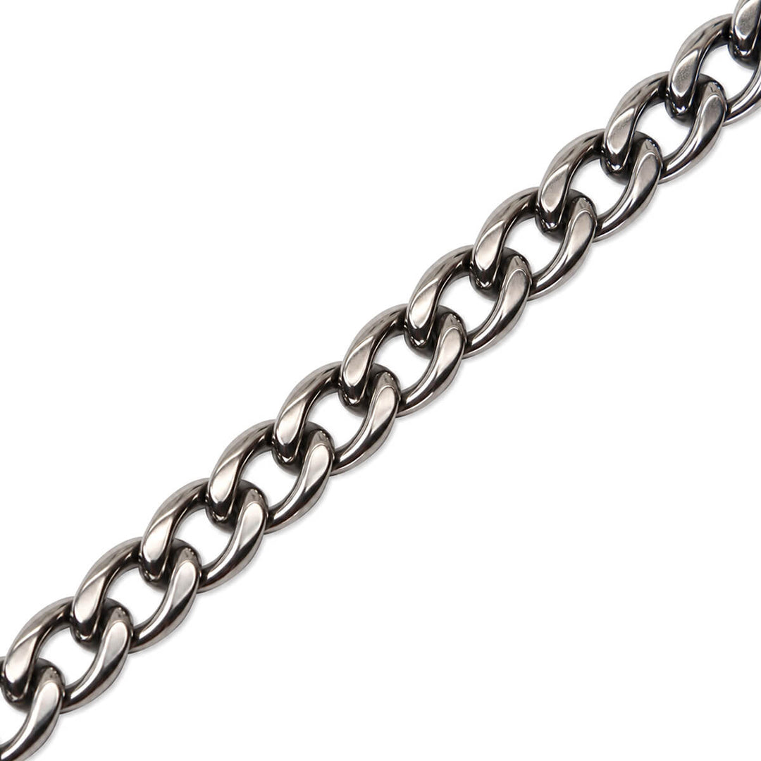 Flat Steel Armored Chain Necklace, 1 cm, 55 cm (316L Steel)