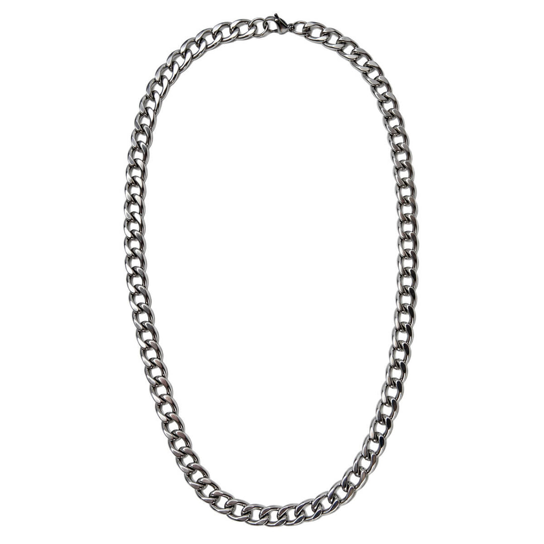 Flat Steel Armored Chain Necklace, 1 cm, 55 cm (316L Steel)