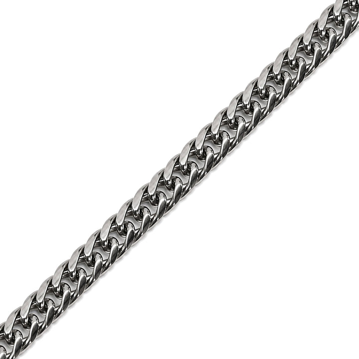 Dense, steel curb chain necklace with rounded edges, 6 mm, 55 cm (316L steel)