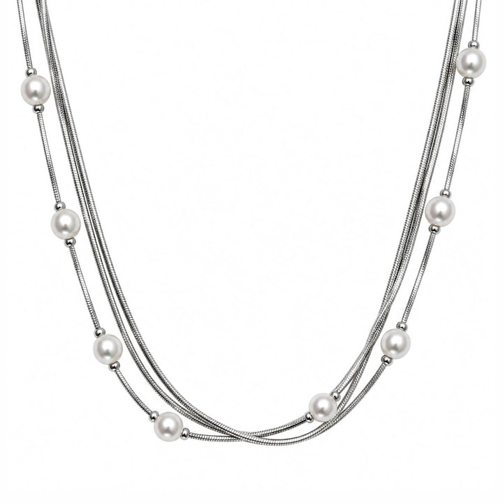 Multi-chain pearl necklace, 43 cm (316L stainless steel)