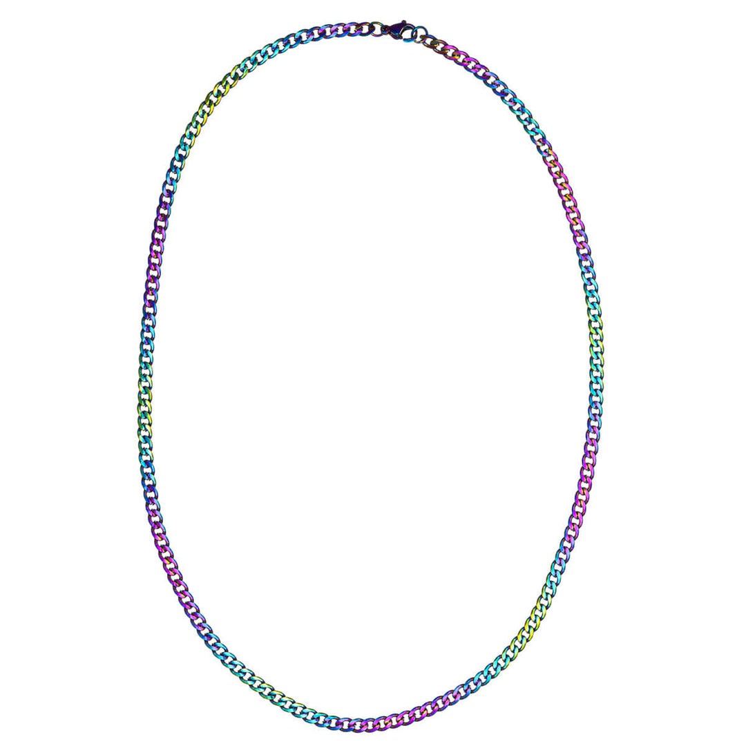 Multicoloured flat armour chain necklace 4mm 50cm