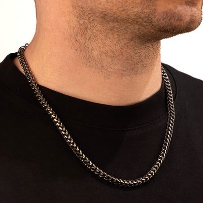 Halsband med rävsvans i stål 5mm 56cm (Stål 316L)
