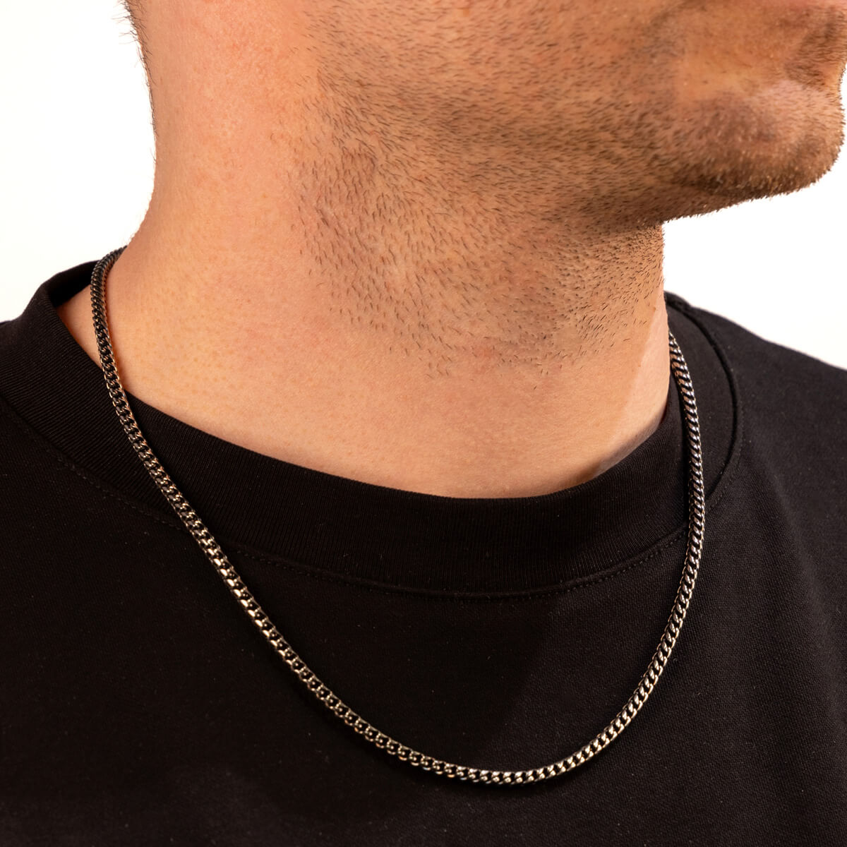Halsband med rävsvans av stål 4mm 56cm (Stål 316L)