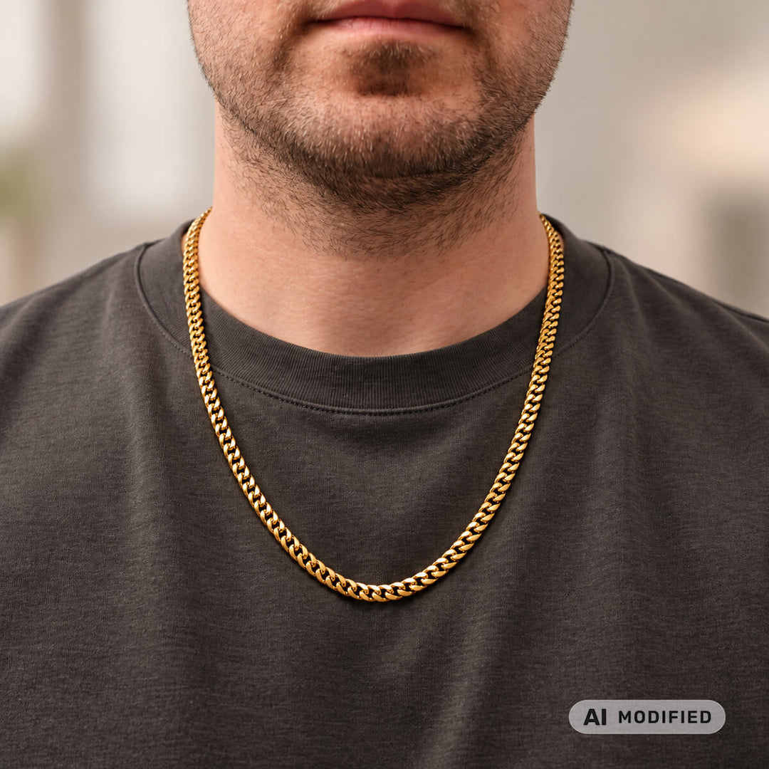 Halsband med armerad stålkedja 6mm 60cm (Stål 316L)