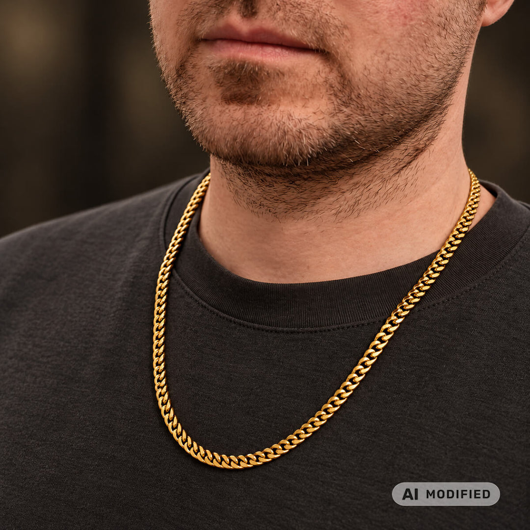 Halsband med armerad stålkedja 6mm 60cm (Stål 316L)