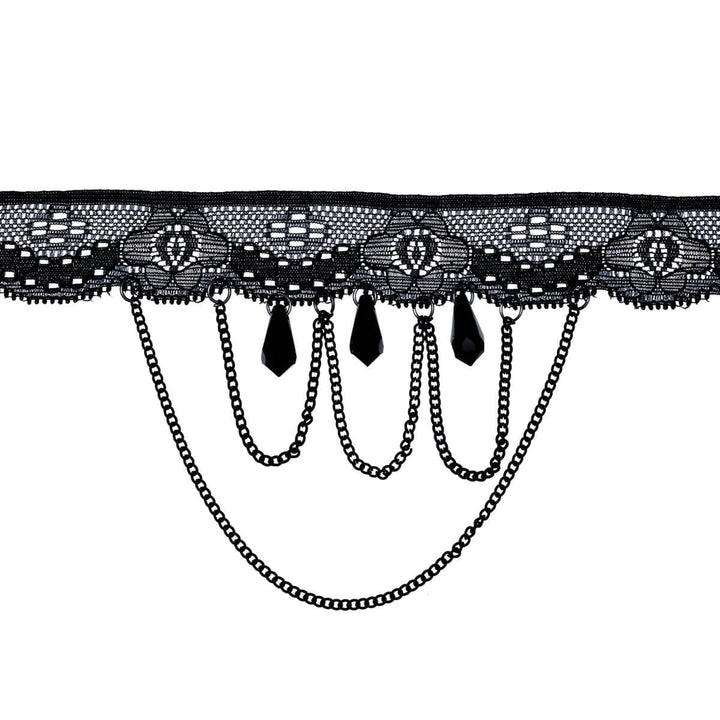 Chokerhalsband med utsmyckad kedja och spets