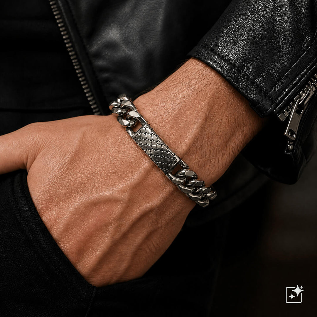 Armband i pansarkedja för män, 13 mm – magnetlås (316L-stål) - Ninja.fi