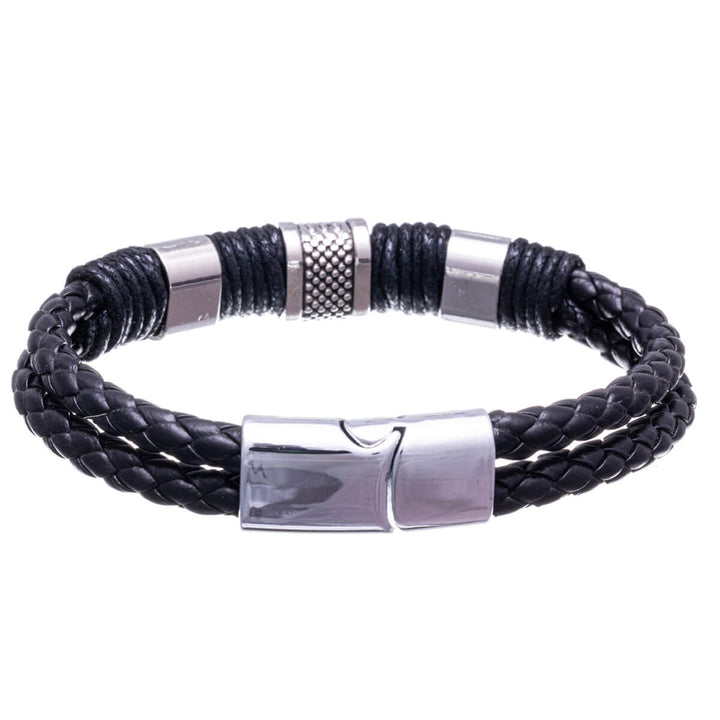 Armband i konstläder med metalldelar 21,5cm