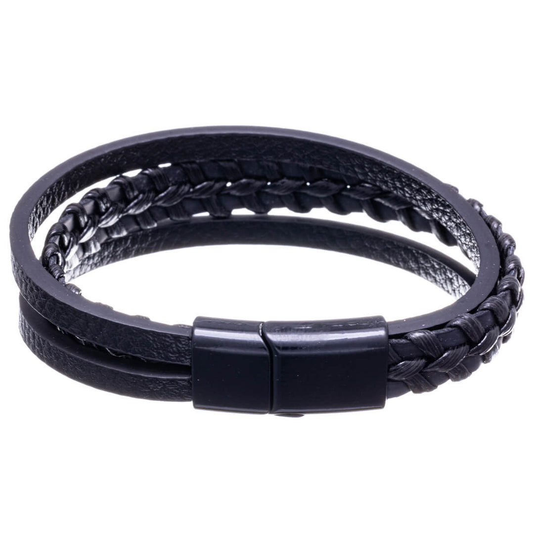 Three row leather bracelet 21cm