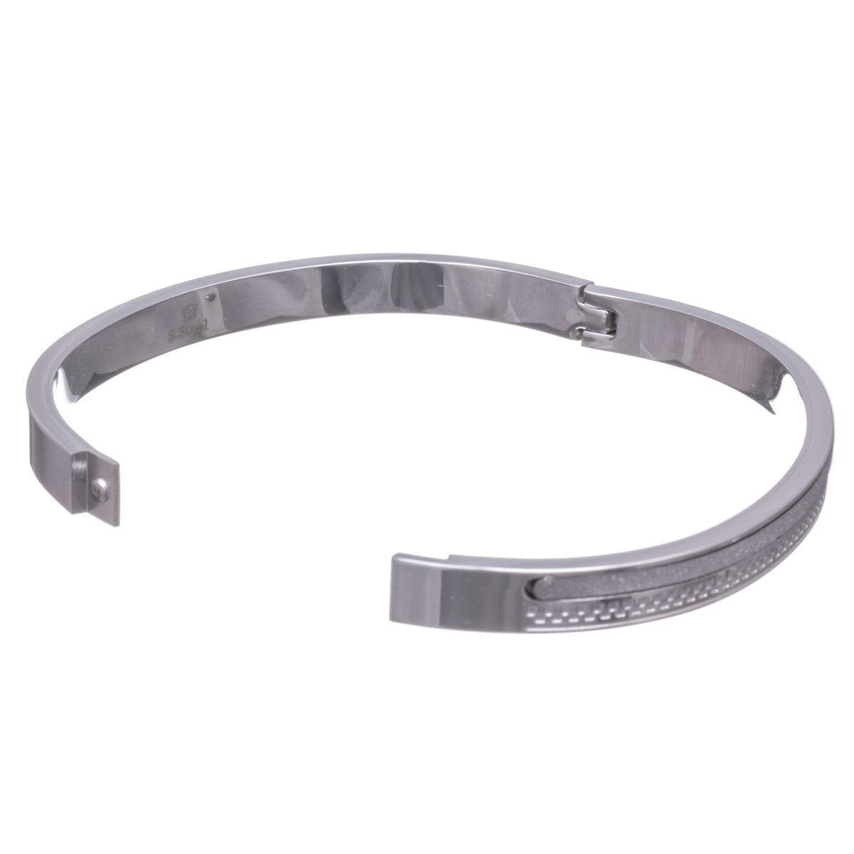 Decorated steel bracelet with hinge