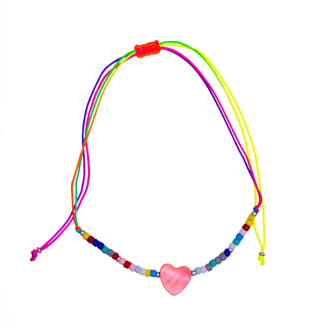 Colourful heart bracelet with beads