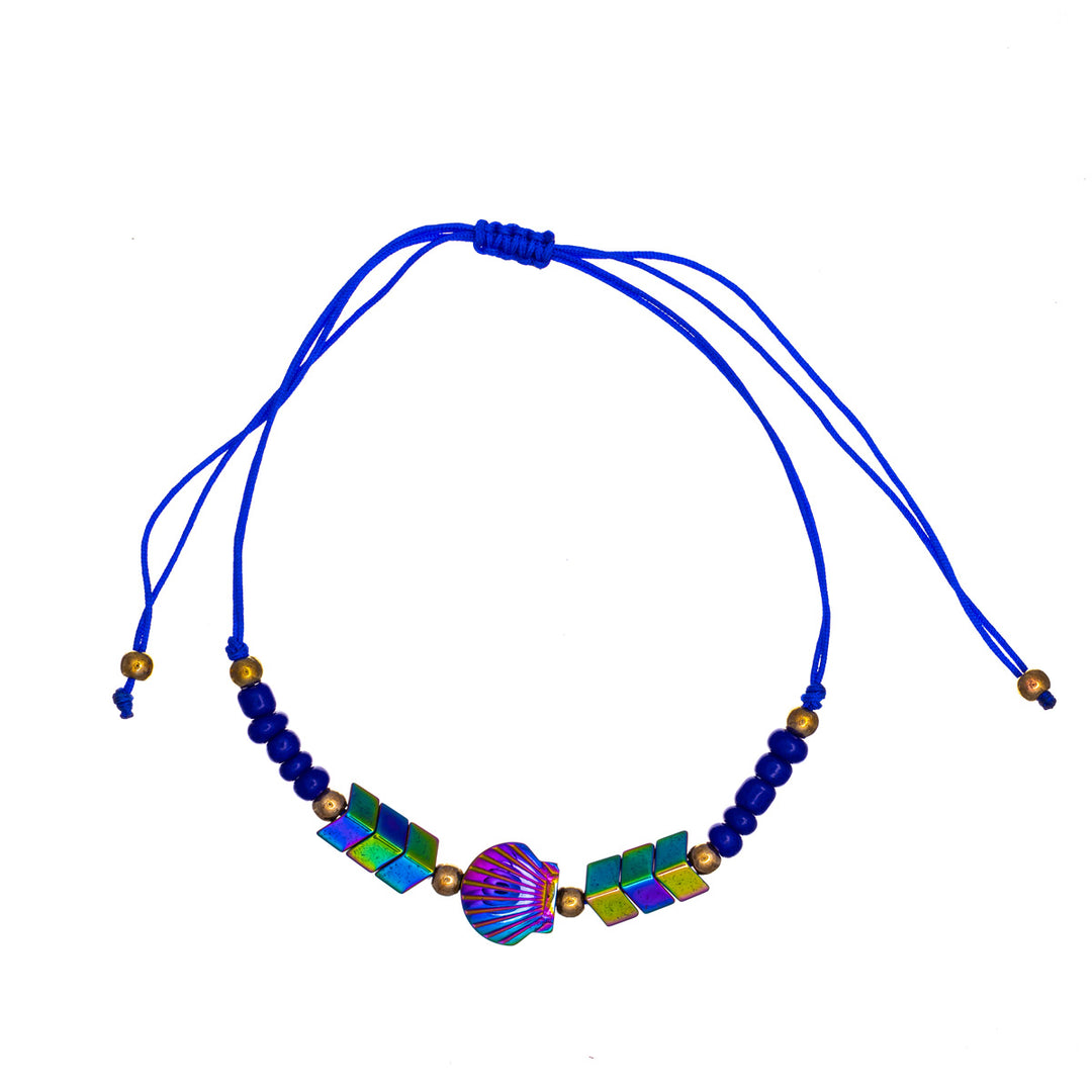 Colourful bead bracelet with symbols