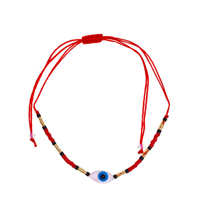 Adjustable evil eye bracelet with beads