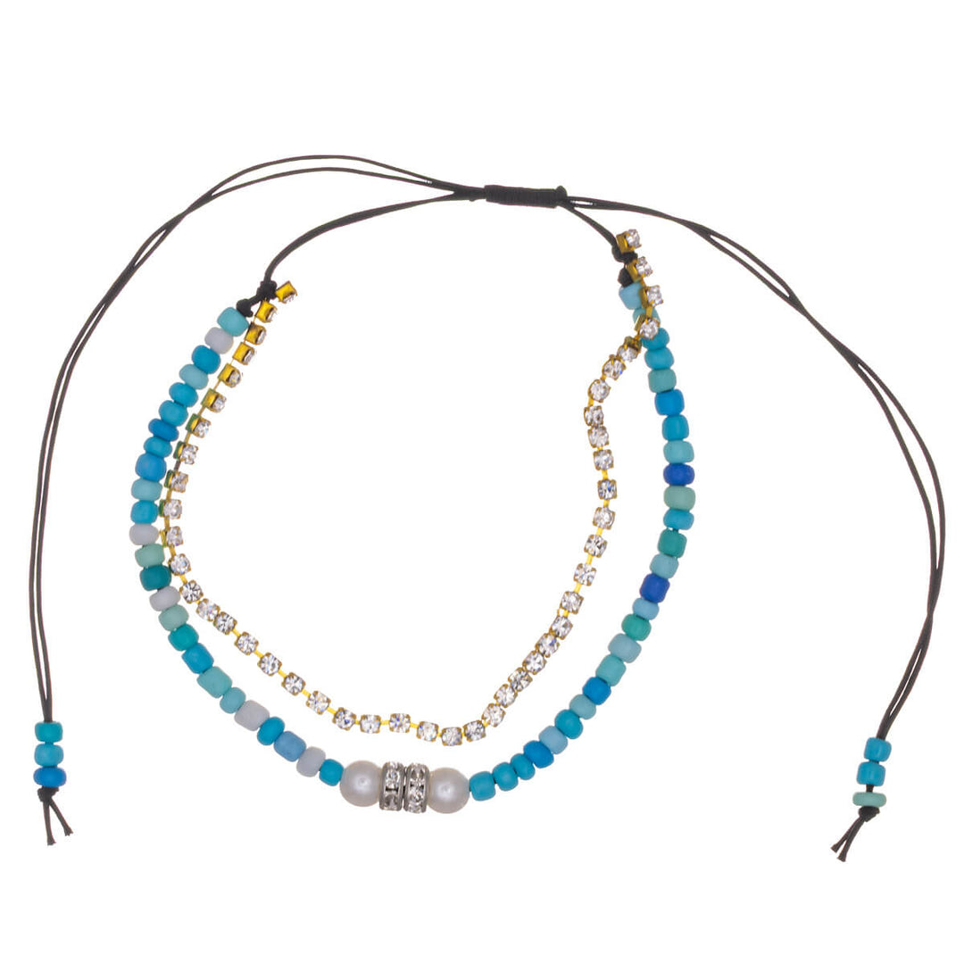 Two row adjustable bracelet with infinity pendant