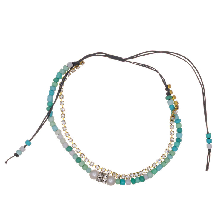 Two row adjustable bracelet with infinity pendant