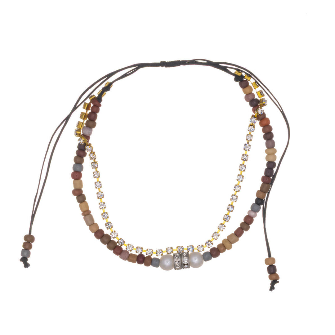 Two row adjustable bracelet with infinity pendant