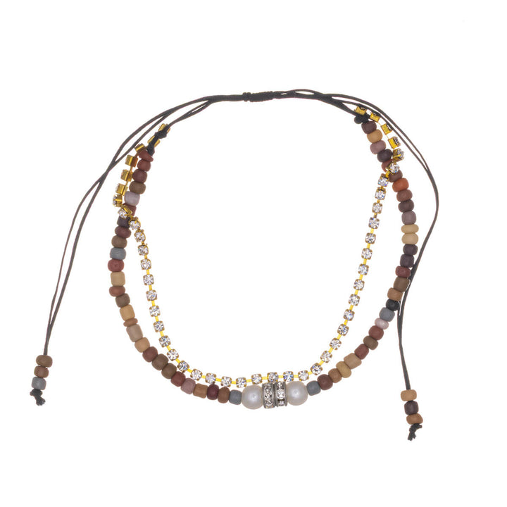 Two row adjustable bracelet with infinity pendant