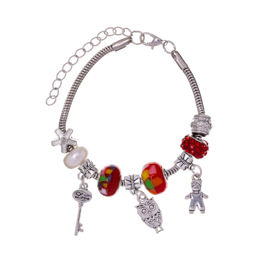 Bracelet with colourful beads and pendants